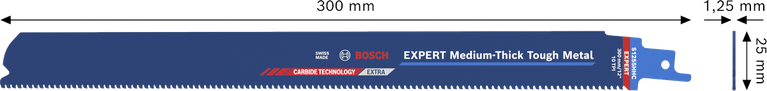 Bosch EXPERT keskmise paksusega Tough Metal S1255HHC tera, 300 mm.